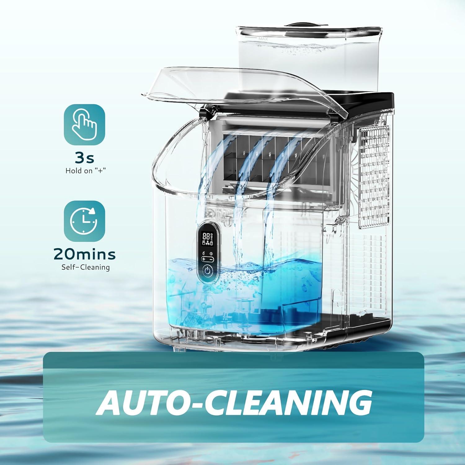 imageEUHOMY Ice Cube Maker Machine Countertop with External Water Tank 34Lbs 16Pcs Ready in 13 Mins 2 Ways to Add Water AutoCleaning with Ice Scoop ampamp Basket for HomeKitchenOfficeBar BlackBlack