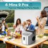 EUHOMY Countertop Ice Maker Machine with Handle, 26.3lbs Per Day, 9 Cubes in 6 Mins, Auto-Cleaning Portable Ice Maker with Basket and Scoop, for Home/Kitchen/Camping/RV (Silver)(Stainless Steel Silver)