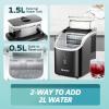 EUHOMY Ice Cube Maker Machine Countertop with External Water Tank, 34Lbs, 16Pcs Ready in 13 Mins, 2 Ways to Add Water, Auto-Cleaning, with Ice Scoop & Basket, for Home/Kitchen/Office/Bar (Black)(Black)