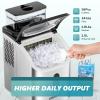 EUHOMY Ice Cube Maker Machine Countertop with External Water Tank, 34Lbs, 16Pcs Ready in 13 Mins, 2 Ways to Add Water, Auto-Cleaning, with Ice Scoop & Basket, for Home/Kitchen/Office/Bar (Black)(Stainless Steel Silver)