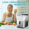 EUHOMY Nugget Ice Makers Countertop, Pebble Ice Maker Machine with 35lbs/24H Soft Ice, Self-Cleaning Sonic Ice Maker with Ice Scoop&Basket, Pellet Ice Maker for Home/Kitchen/Office(Stainless Steels)(Silver)