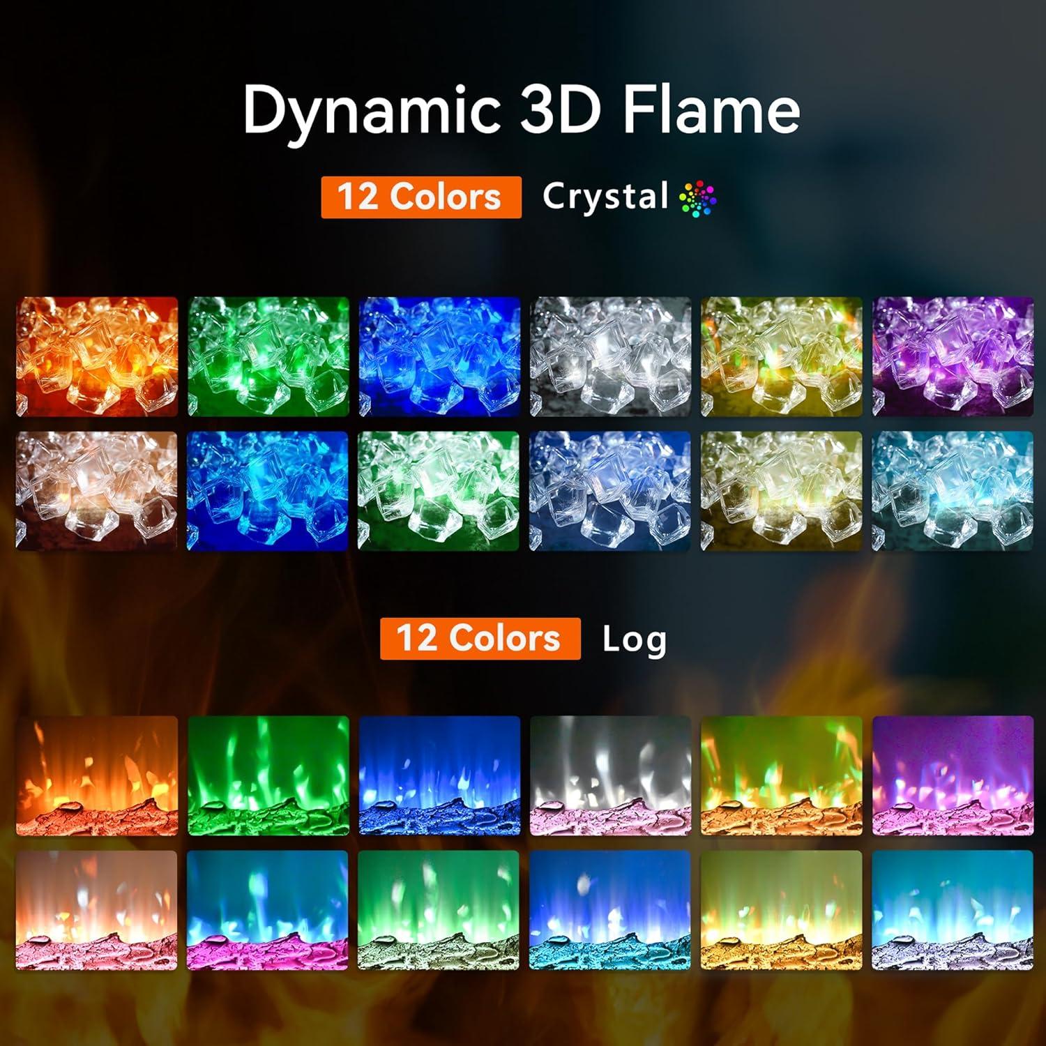 imageEUHOMY 50 Inch Electric Fireplace Wall Recessed and Wall Mounted with Adjustable Flame Color Fireplace Heater with Remote Control Linear Fireplace with Timer Touch Screen Log ampamp Crystal 7501500W50Inch