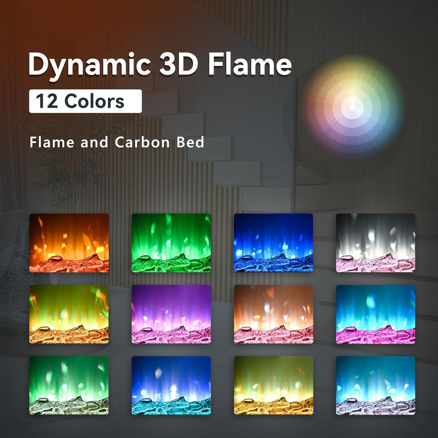 imageEUHOMY 50 Inch Electric Fireplace Wall Recessed and Wall Mounted with Adjustable Flame Color Fireplace Heater with Remote Control Linear Fireplace with Timer Touch Screen Log ampamp Crystal 7501500WUpgrade 60Inch