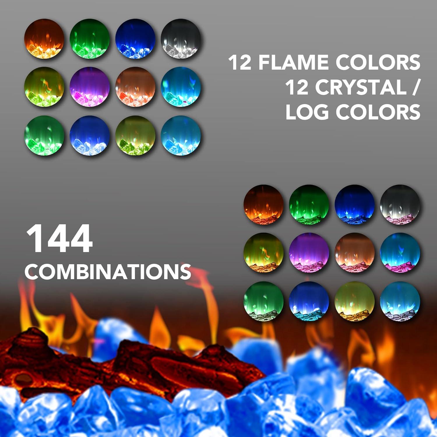 imageEUHOMY 50 Inch Electric Fireplace Wall Recessed and Wall Mounted with Adjustable Flame Color Fireplace Heater with Remote Control Linear Fireplace with Timer Touch Screen Log ampamp Crystal 7501500W20Inch