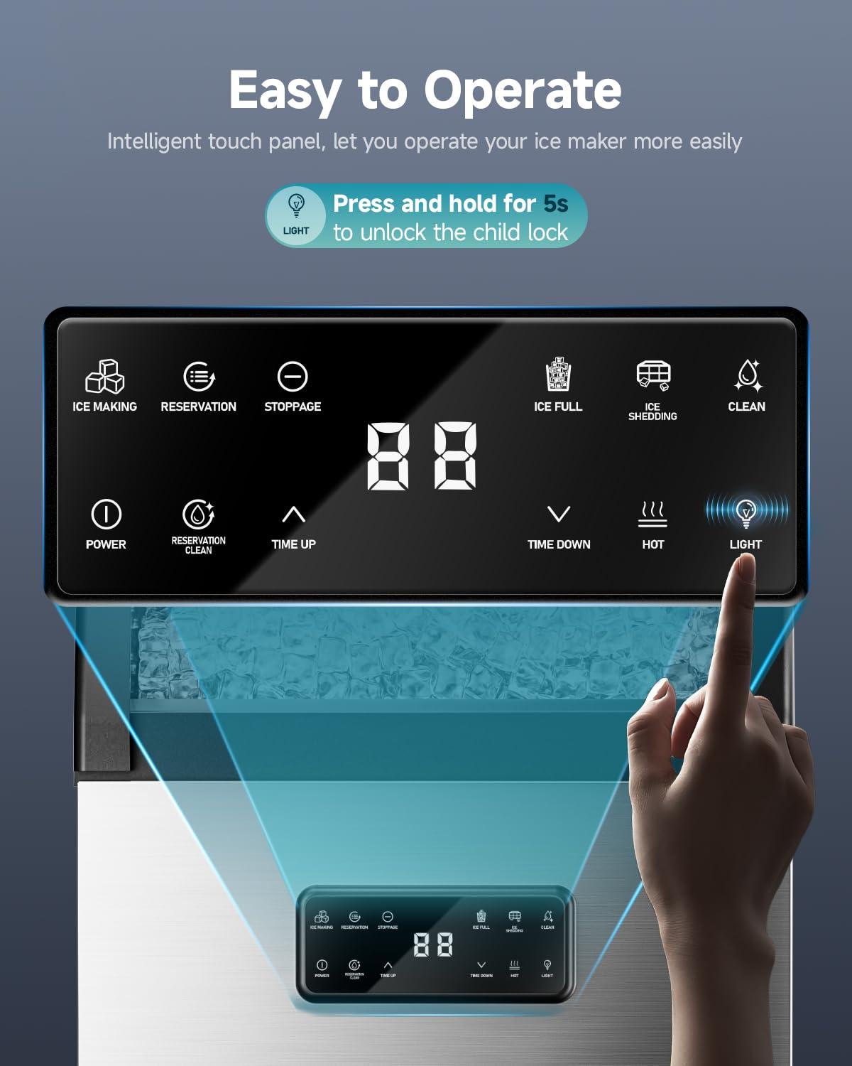 imageEUHOMY Commercial Ice Maker105lbs24HStainless Steel Under Counter Ice Machine with Water Filter33lbs Storage Capacity 45 Cubes in 812 Mins Freestanding Ice Machine for HomeBarCafeRestaurant105lbsday