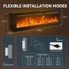 EUHOMY 50 Inch Electric Fireplace Wall Recessed and Wall Mounted with Adjustable Flame Color, Fireplace Heater with Remote Control, Linear Fireplace with Timer, Touch Screen, Log & Crystal, 750/1500W(Upgrade 60Inch)