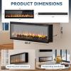EUHOMY 50 Inch Electric Fireplace Wall Recessed and Wall Mounted with Adjustable Flame Color, Fireplace Heater with Remote Control, Linear Fireplace with Timer, Touch Screen, Log & Crystal, 750/1500W(Ultra-thin 60 Inch)