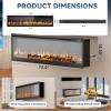 EUHOMY 50 Inch Electric Fireplace Wall Recessed and Wall Mounted with Adjustable Flame Color, Fireplace Heater with Remote Control, Linear Fireplace with Timer, Touch Screen, Log & Crystal, 750/1500W(Ultra-thin 72 Inch)