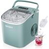 EUHOMY Countertop Ice Maker Machine with Handle, 26lbs in 24Hrs, 9 Ice Cubes Ready in 6 Mins, Auto-Cleaning Portable Ice Maker with Basket and Scoop, for Home/Kitchen/Camping/RV. (Pink)(Green)