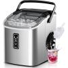 EUHOMY Countertop Ice Maker with Carry Handle, 26.5lbs/24H, 9 Cubes Ready in 6 Mins, Self-Cleaning, Portable Ice Maker Machine with Basket and Scoop, 2 Sizes of Bullet Ice for Home, Kitchen, Office