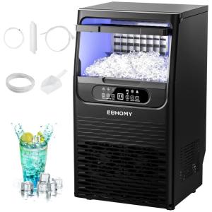 EUHOMY Commercial Ice Maker Machine,80lbs/24H,36 Ice Cubes in 8-12 Mins,Under Counter Ice Maker with Water Filter,12lbs Storage Capacity,Freestanding Ice Machine for Home/Bar/Cafe/Restaurant(80lbs/Cube)