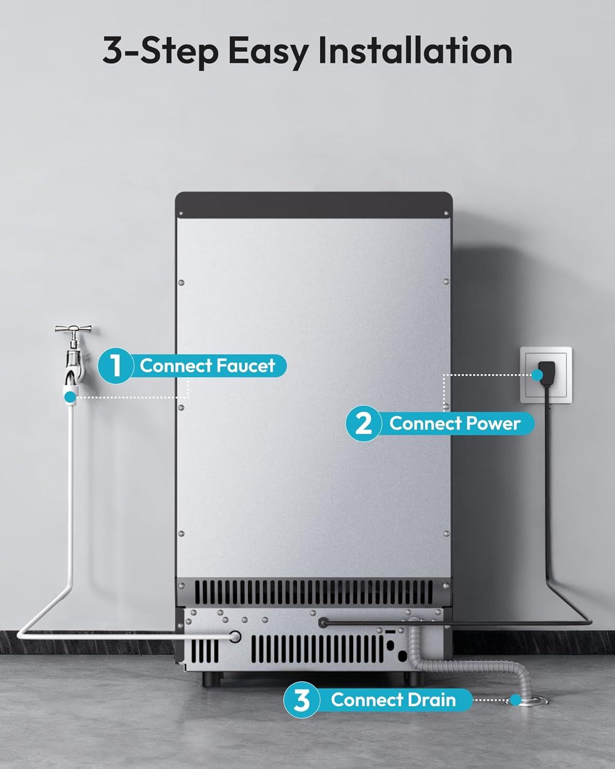 imageEUHOMY Commercial Ice Maker Machine120lbs24H Stainless Steel Under Counter Ice Machine with 33lbs Storage Bin Freestanding Ice Maker for HomeBarCafeRestaurant120lbsday