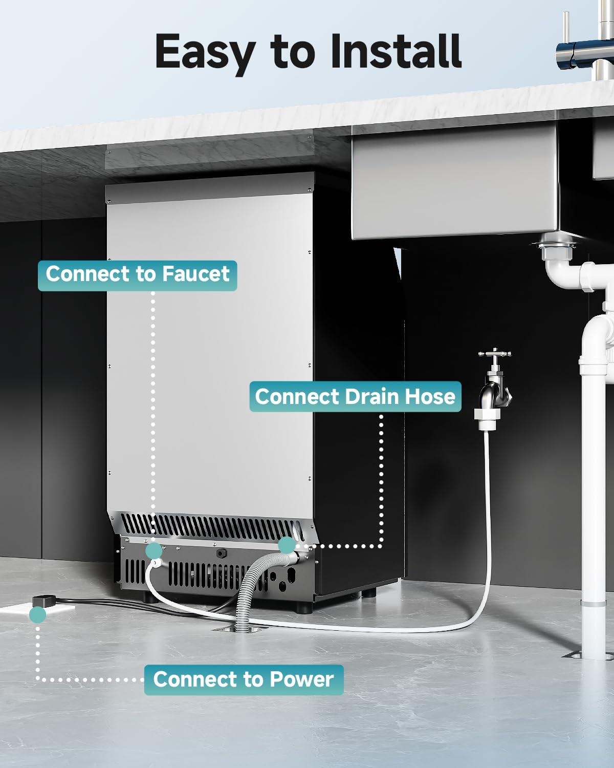 imageEUHOMY Commercial Ice Maker Machine 200lbs Daily Output Under Counter ice Machine with 65lbs Ice Storage Capacity Perfect for HomeBarRestaurantOutdoor ActivitiesStainless Steel100lbs24H