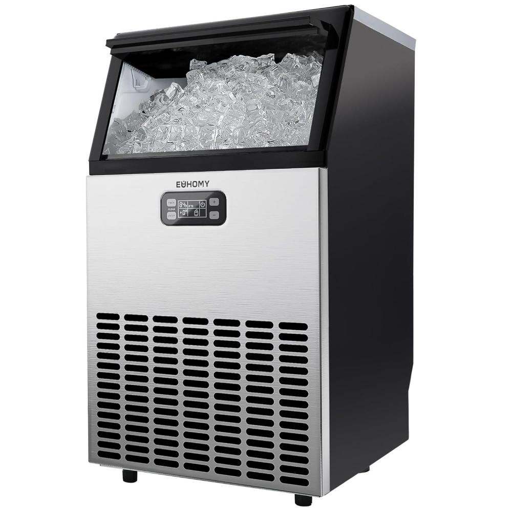 imageEUHOMY Commercial Ice Maker Machine 200lbs Daily Output Under Counter ice Machine with 65lbs Ice Storage Capacity Perfect for HomeBarRestaurantOutdoor ActivitiesStainless Steel100lbs24H