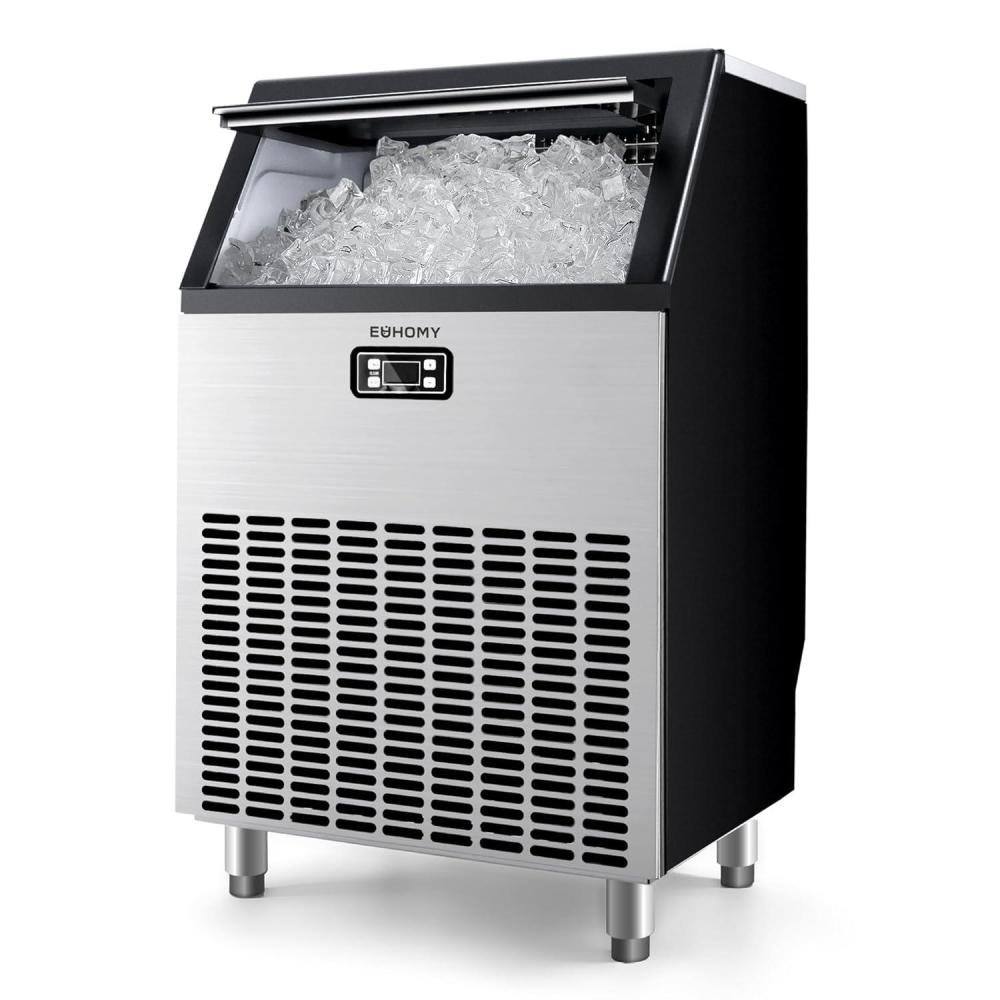 imageEUHOMY Commercial Ice Maker Machine 200lbs Daily Output Under Counter ice Machine with 65lbs Ice Storage Capacity Perfect for HomeBarRestaurantOutdoor ActivitiesStainless Steel200lbs24H