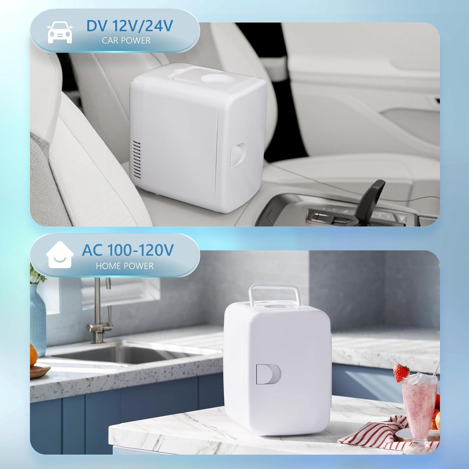 imageEUHOMY Skincare Fridge 5 Liter Mini Fridge for Bedroom with Dimmable LED Mirror ACDC Portable Cooler ampamp Warmer for Skincare Cosmetics and Food Makeup Fridge for Bedroom Car ampamp Office WhiteWhite