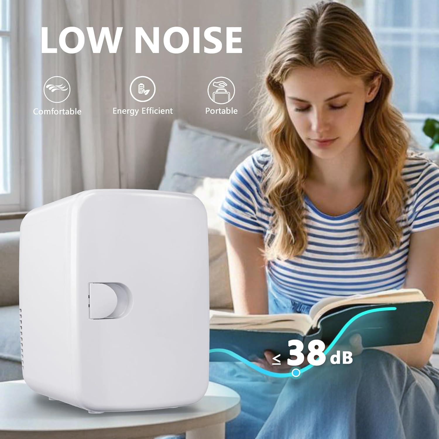 imageEUHOMY Skincare Fridge 5 Liter Mini Fridge for Bedroom with Dimmable LED Mirror ACDC Portable Cooler ampamp Warmer for Skincare Cosmetics and Food Makeup Fridge for Bedroom Car ampamp Office WhiteWhite