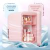 EUHOMY Skincare Fridge, 5 Liter Mini Fridge for Bedroom with Dimmable LED Mirror, AC/DC Portable Cooler & Warmer for Skincare, Cosmetics and Food, Makeup Fridge for Bedroom, Car & Office, White(Pink)