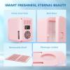 EUHOMY Skincare Fridge, 5 Liter Mini Fridge for Bedroom with Dimmable LED Mirror, AC/DC Portable Cooler & Warmer for Skincare, Cosmetics and Food, Makeup Fridge for Bedroom, Car & Office, White(Pink)