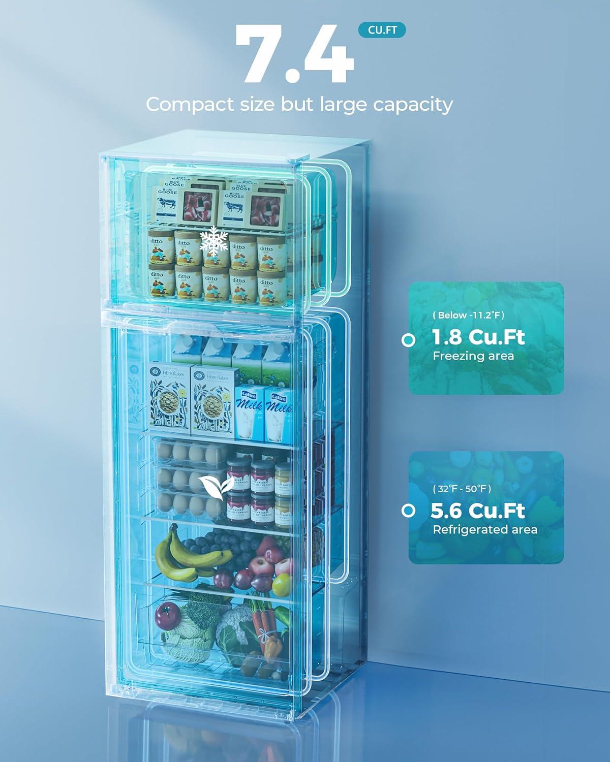 imageEUHOMY Mini Fridge with Freezer 32 CuFt Compact Refrigerator with freezer 2 Door Mini Fridge with freezer Upright for Dorm Bedroom Office Apartment Food Storage or Drink Beer BlackSilver