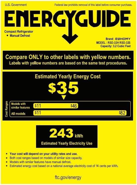 imageEUHOMY Mini Fridge with Freezer 32 CuFt Compact Refrigerator with freezer 2 Door Mini Fridge with freezer Upright for Dorm Bedroom Office Apartment Food Storage or Drink Beer BlackSilver