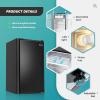 EUHOMY Mini Fridge with Freezer, 3.2 Cu.Ft Compact Refrigerator with freezer, 2 Door Mini Fridge with freezer, Upright for Dorm, Bedroom, Office, Apartment- Food Storage or Drink Beer, Black(Black)