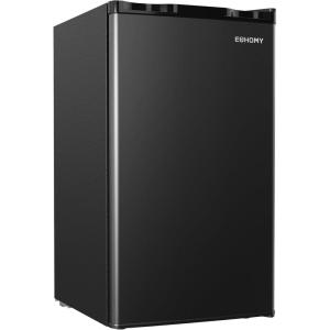 EUHOMY Mini Fridge with Freezer, 3.2 Cu.Ft Compact Refrigerator with freezer, 2 Door Mini Fridge with freezer, Upright for Dorm, Bedroom, Office, Apartment- Food Storage or Drink Beer, Black(Black)