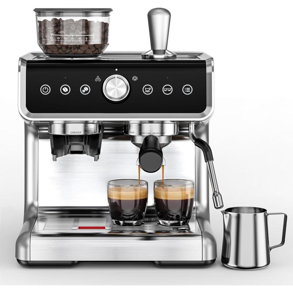 imageEUHOMY Espresso Machine with Grinder 20 Bar Coffee Maker with Milk Frother Steam Wand Professional Expresso Coffee Machines with Removable Water Tank Latte ampamp Cappuccino Machine for Home Barista