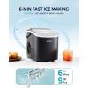 EUHOMY Countertop Ice Maker Machine with Handle, 26.5lbs Per Day, 9 Ice Cubes Ready in 6 Mins, Auto-Cleaning Portable Ice Maker with Basket and Scoop, for Home/Kitchen/Camping/RV (Black)(Black)
