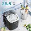 EUHOMY Countertop Ice Maker Machine with Handle, 26.5lbs Per Day, 9 Ice Cubes Ready in 6 Mins, Auto-Cleaning Portable Ice Maker with Basket and Scoop, for Home/Kitchen/Camping/RV (Black)(Black)