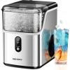 EUHOMY Nugget Ice Maker Countertop, Ready in 7 Mins, 34Lbs/24H Pebble Ice Maker Machine, Self-Cleaning Countertop Sonic Ice Makers with Ice Scoop&Basket, Pellet Ice Maker for Home, Stainless Steel(Stainless Steel)