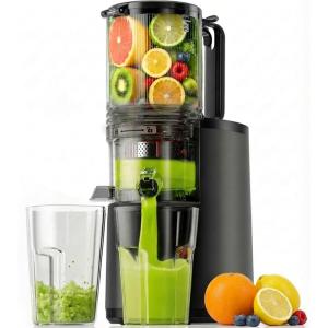 Cold Press Juicer Machines,EUHOMY 5.6″ Wide Feed Chute,Slow Masticating Juicer for Whole Vegetables and Fruits,99.6% High Juice Yield,Easy to clean, Juicer Machines with BPA Free,Black