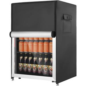 EUHOMY Outdoor Refrigerator Cover, Waterproof and Dustproof Upright Mini Fridge Covers, Freezer Cover for 3.2 Cu.ft Beverage Refrigerator Fridge (19.1″ D x 18.1″ W x 31.5″ H), Black(21.3″Dx20.5″Wx31.7″H)