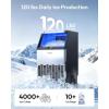 EUHOMY Under Counter Ice Maker with Drain Pump, 120 lbs/24H Commercial Ice Machine, Stainless Steel Ice Maker with 33 lbs Storage Bin, Freestanding Ice Maker for Home/Bar/Cafe/Restaurant(120lbs/day/with Pump)