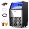 EUHOMY Under Counter Ice Maker with Drain Pump, 120 lbs/24H Commercial Ice Machine, Stainless Steel Ice Maker with 33 lbs Storage Bin, Freestanding Ice Maker for Home/Bar/Cafe/Restaurant(120lbs/day/with Pump)