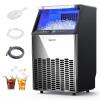 EUHOMY Under Counter Ice Maker with Drain Pump, 120 lbs/24H Commercial Ice Machine, Stainless Steel Ice Maker with 33 lbs Storage Bin, Freestanding Ice Maker for Home/Bar/Cafe/Restaurant(120lbs/day)