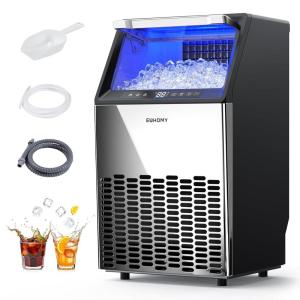 EUHOMY Under Counter Ice Maker with Drain Pump, 120 lbs/24H Commercial Ice Machine, Stainless Steel Ice Maker with 33 lbs Storage Bin, Freestanding Ice Maker for Home/Bar/Cafe/Restaurant(120lbs/day)
