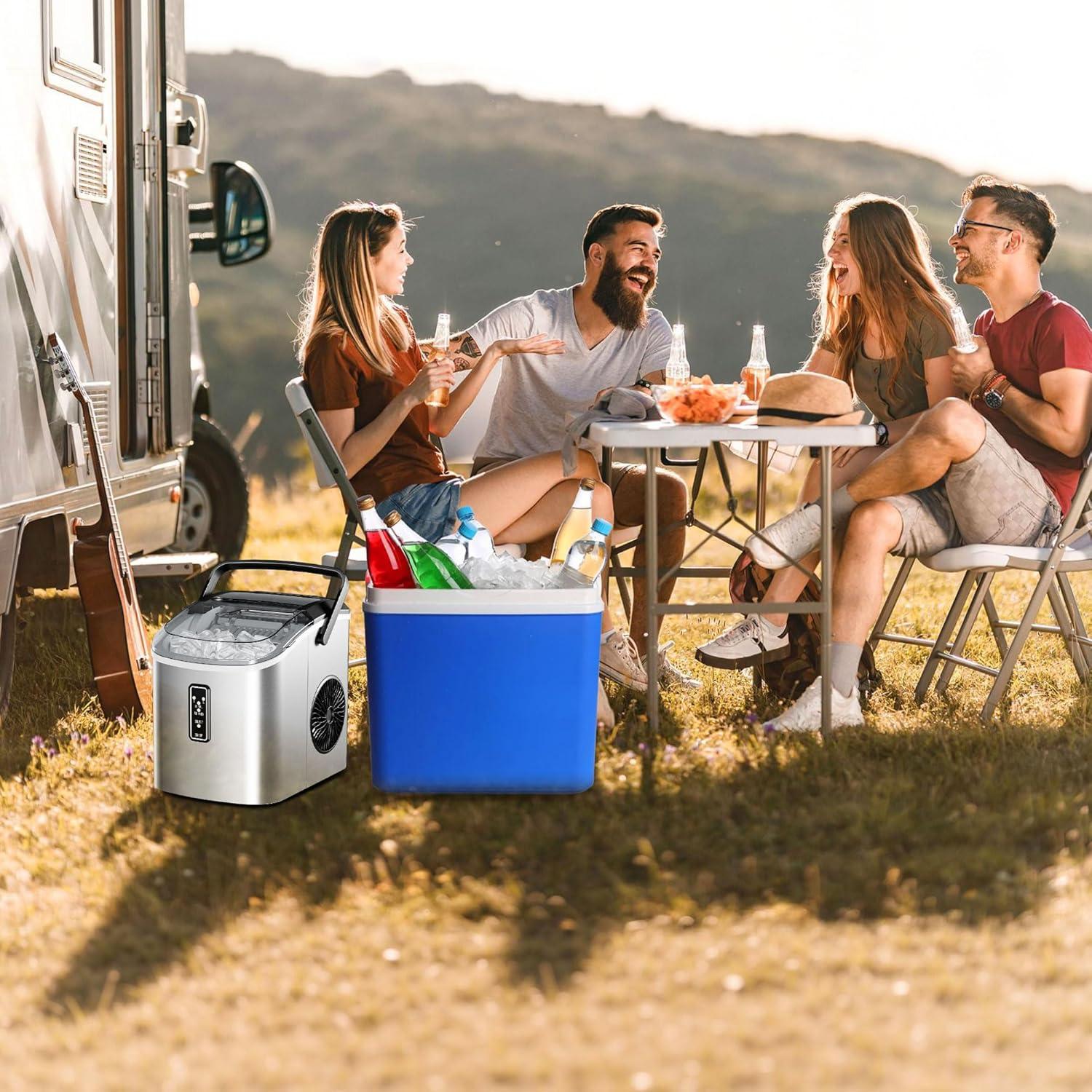 image:imageEUHOMY Ice Maker Countertop 9 Cubes Ready in 6 Mins 26lbs24H SelfCleaning Portable Ice Maker Machine with Carry Handle Basket and Scoop 2 Sizes of Bullet Ice for Home Kitchen OfficeSilver