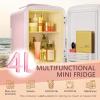 EUHOMY Mini Fridge, 4 Liter/6 Cans Small Refrigerator, Portable Cooler and Warmer for Skin Care, Cosmetics, Beverage, 4L Makeup Mini Fridge for Bedroom, Car, Office, Pink(Pink)