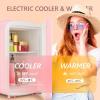EUHOMY Mini Fridge, 4 Liter/6 Cans Small Refrigerator, Portable Cooler and Warmer for Skin Care, Cosmetics, Beverage, 4L Makeup Mini Fridge for Bedroom, Car, Office, Pink(Pink)