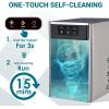 EUHOMY Nugget Ice Maker Countertop, Max 33lbs/24H, 2 Ways Water Refill, LED Light, Self-Cleaning Pebble Ice Maker with Basket and Scoop, for Home/Kitchen/Camping/RV. (Black Silver)