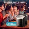 EUHOMY Nugget Ice Maker Countertop with Handle, Ready in 6 Mins, 34lbs Per Day, Removable Top Cover, Auto-Cleaning, Portable Sonic Ice Maker with Basket and Scoop, for Home/Party/RV/Camping (Silver)(Black)