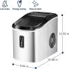 EUHOMY Nugget Ice Maker Countertop with Handle, Ready in 6 Mins, 34lbs Per Day, Removable Top Cover, Auto-Cleaning, Portable Sonic Ice Maker with Basket and Scoop, for Home/Party/RV/Camping (Silver)(Steel Silver)
