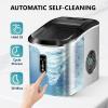 EUHOMY Nugget Ice Maker Countertop with Handle, Ready in 6 Mins, 34lbs Per Day, Removable Top Cover, Auto-Cleaning, Portable Sonic Ice Maker with Basket and Scoop, for Home/Party/RV/Camping (Silver)(Stainless Steel Silver)