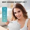 EUHOMY Nugget Ice Maker Countertop with Handle, Ready in 6 Mins, 34lbs Per Day, Removable Top Cover, Auto-Cleaning, Portable Sonic Ice Maker with Basket and Scoop, for Home/Party/RV/Camping (Silver)(Black)