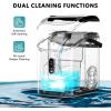 EUHOMY Nugget Ice Maker Countertop with Handle, Ready in 6 Mins, 34lbs Per Day, Removable Top Cover, Auto-Cleaning, Portable Sonic Ice Maker with Basket and Scoop, for Home/Party/RV/Camping (Silver)(Steel Light Silver)