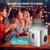 EUHOMY Nugget Ice Maker Countertop with Handle, Ready in 6 Mins, 34lbs Per Day, Removable Top Cover, Auto-Cleaning, Portable Sonic Ice Maker with Basket and Scoop, for Home/Party/RV/Camping (Silver)(Steel Light Silver)