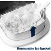EUHOMY Nugget Ice Maker Countertop with Handle, Ready in 6 Mins, 34lbs Per Day, Removable Top Cover, Auto-Cleaning, Portable Sonic Ice Maker with Basket and Scoop, for Home/Party/RV/Camping (Silver)(Steel Silver)