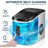 EUHOMY Nugget Ice Maker Countertop with Handle, Ready in 6 Mins, 34lbs Per Day, Removable Top Cover, Auto-Cleaning, Portable Sonic Ice Maker with Basket and Scoop, for Home/Party/RV/Camping (Silver)(Steel Silver)