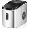 EUHOMY Nugget Ice Maker Countertop with Handle, Ready in 6 Mins, 34lbs Per Day, Removable Top Cover, Auto-Cleaning, Portable Sonic Ice Maker with Basket and Scoop, for Home/Party/RV/Camping (Silver)(Steel Silver)